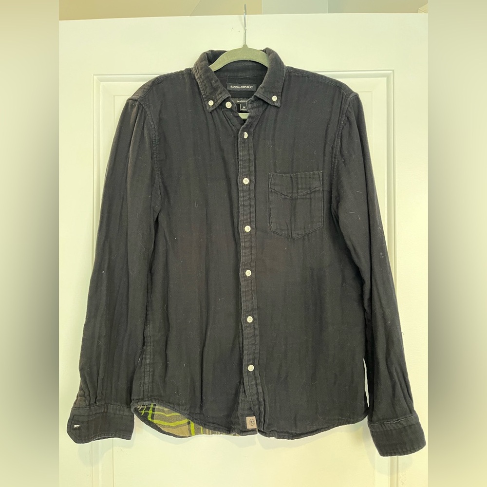 Banana Republic Black Casual Button-Down Shirt